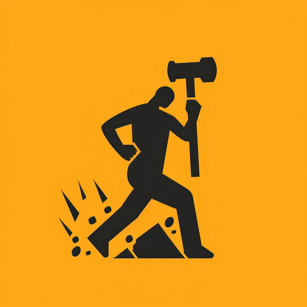 Logo of person holding hammer adult photography activity.