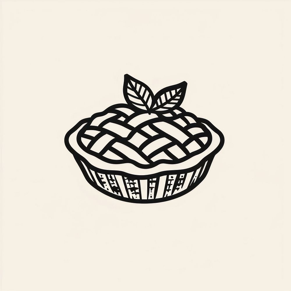 Logo of pie dessert drawing sketch.