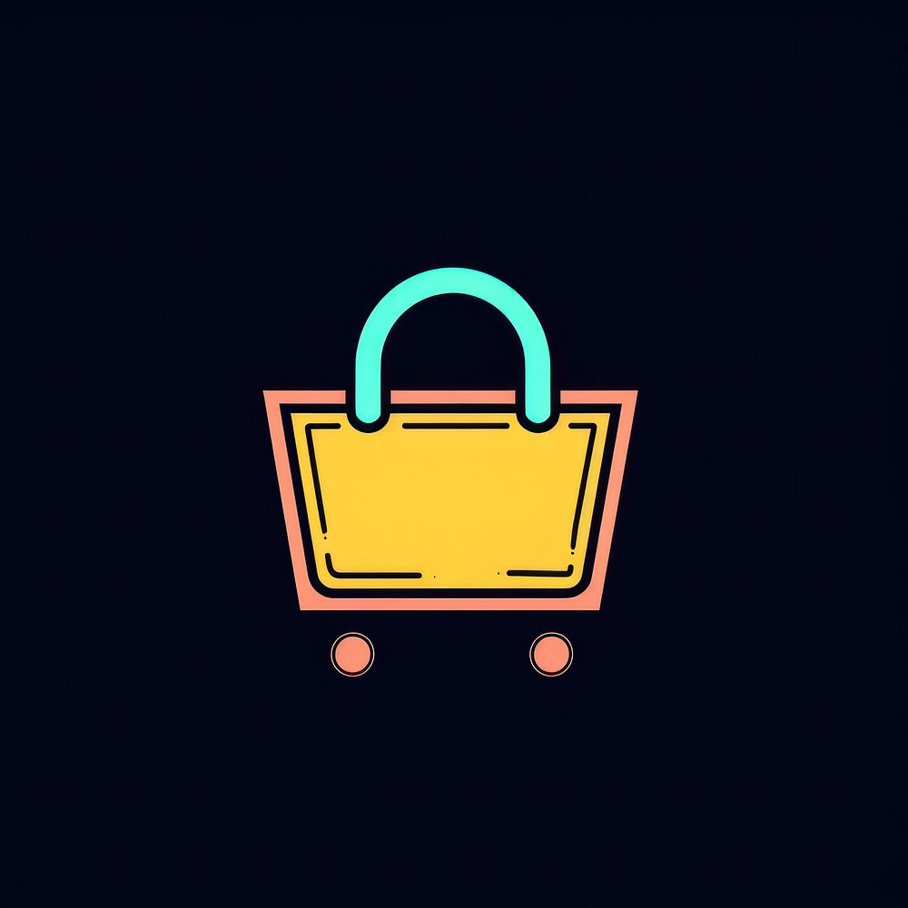 Logo of shopping consumerism illuminated darkness.
