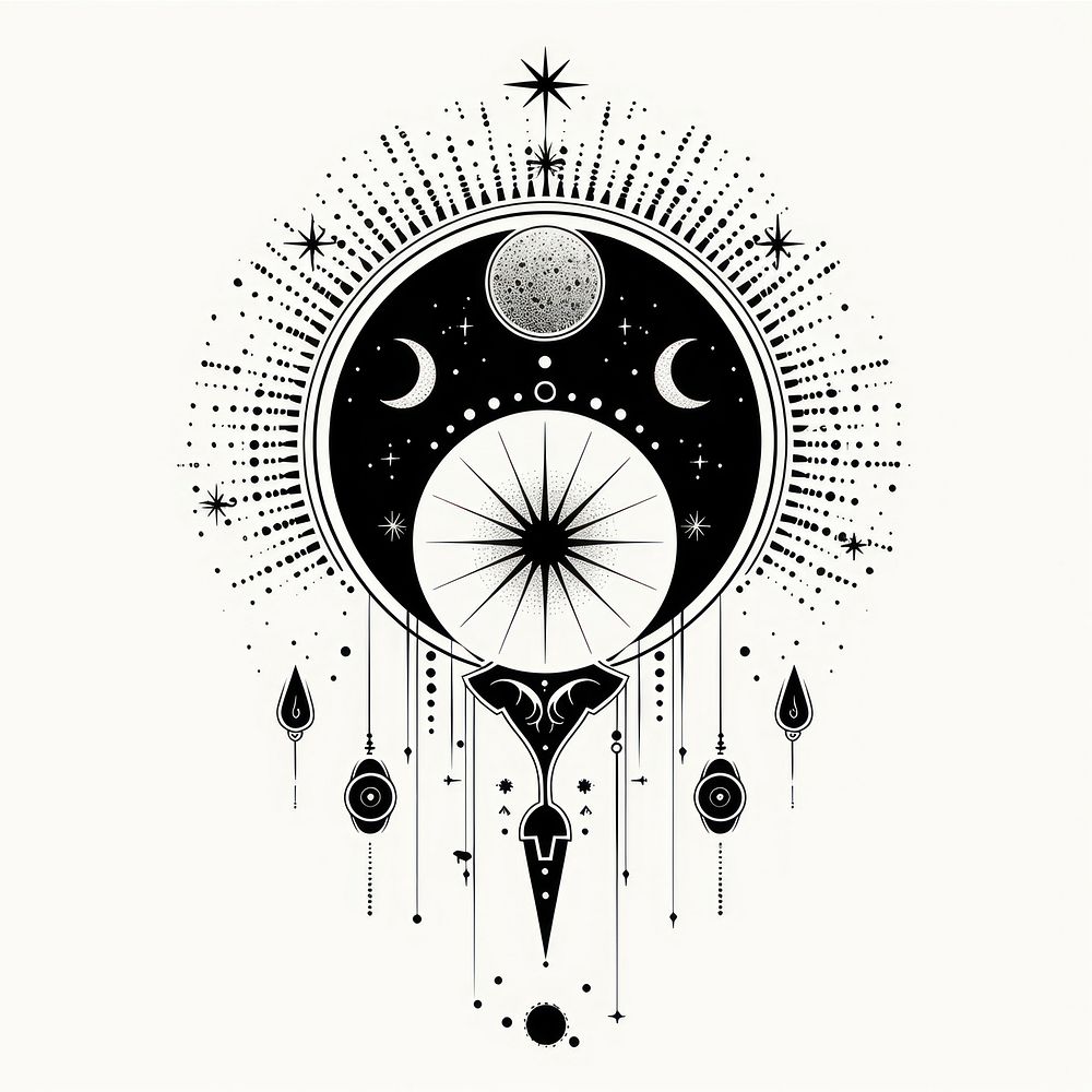 Surreal aesthetic homeopathy logo art illustrated chandelier.