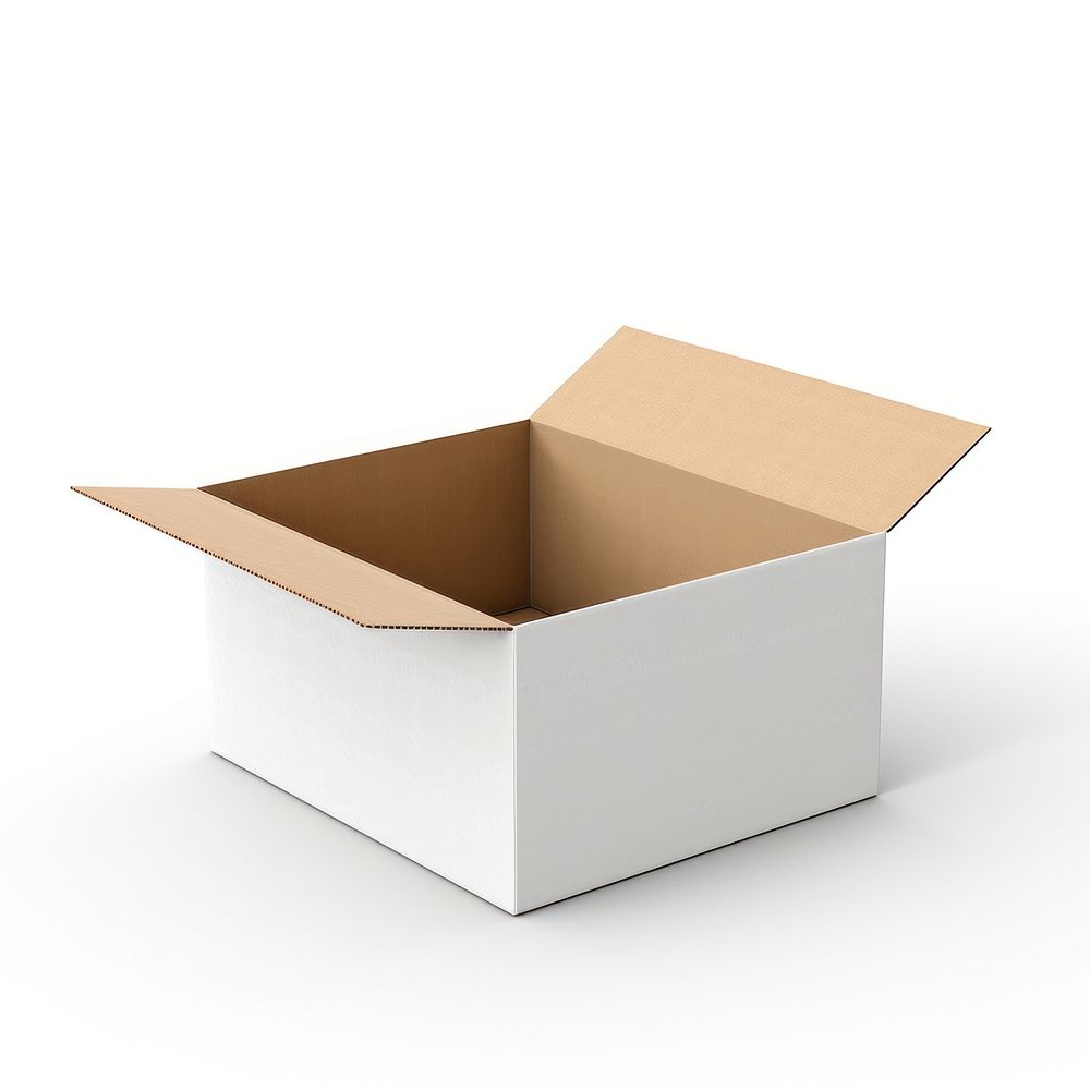 Paper box open cardboard carton white.