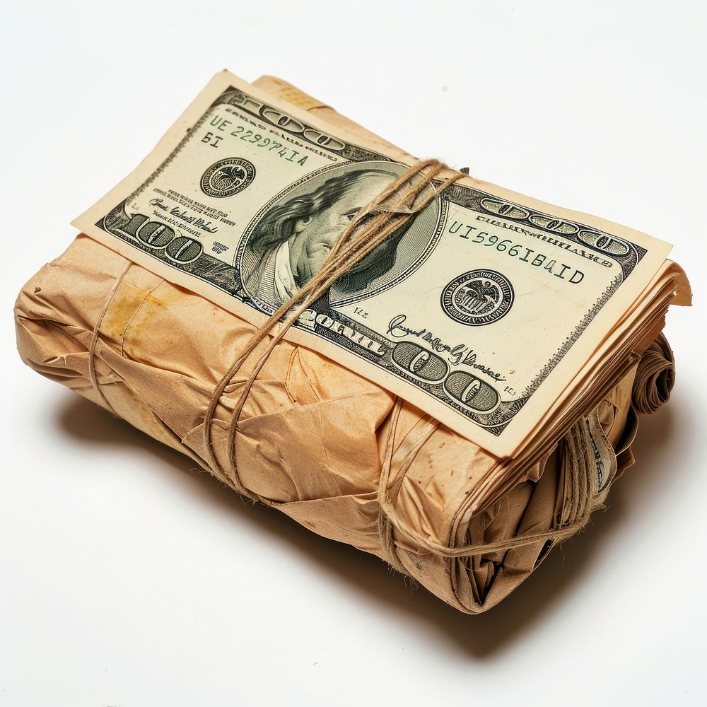 Bundle of money with a dollar investment currency banknote.