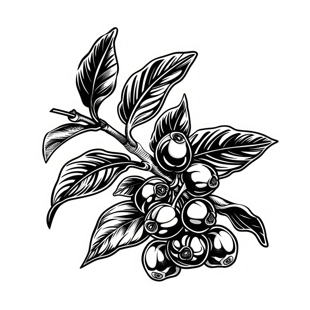 Coffee beans drawing sketch plant.