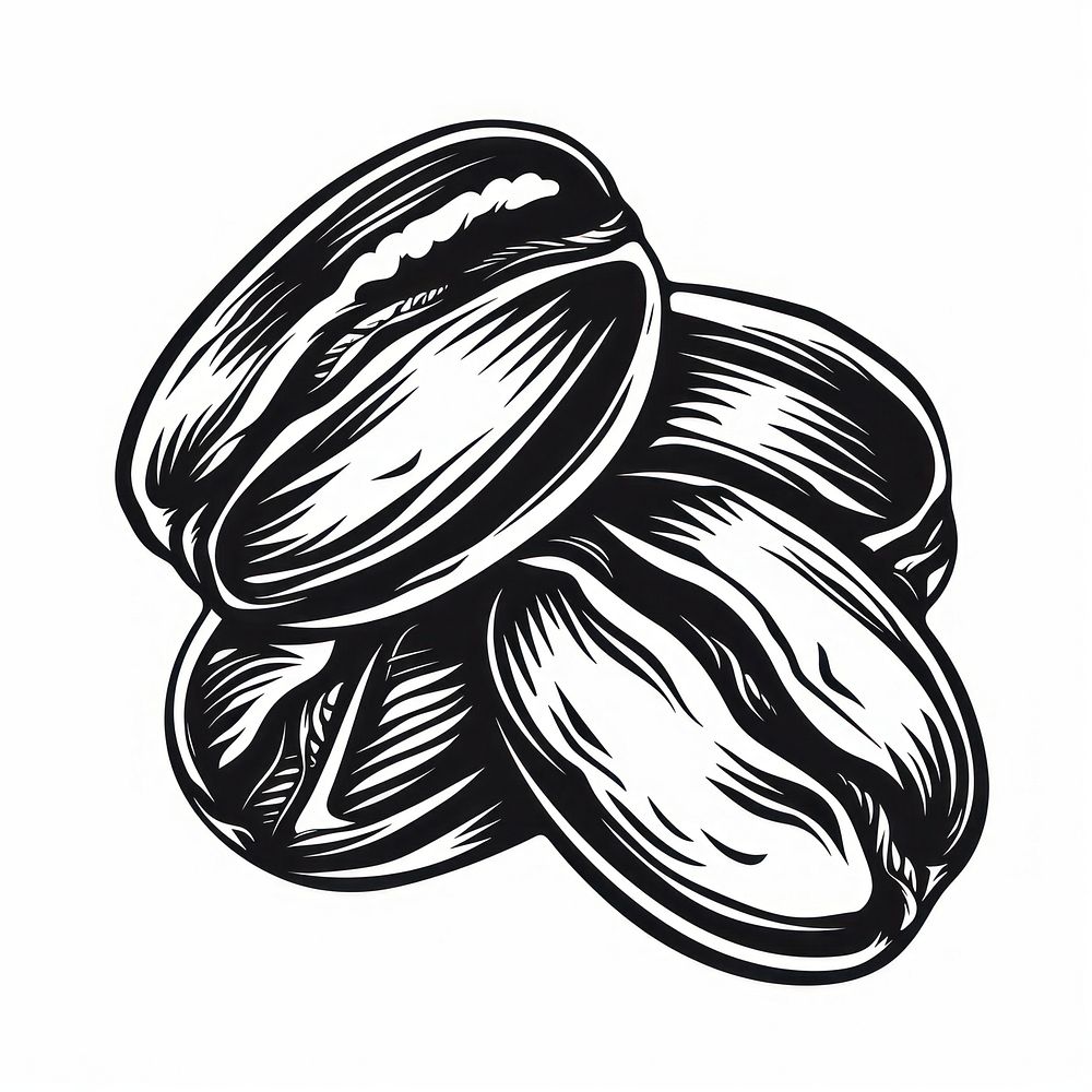Coffee beans black white background monochrome.