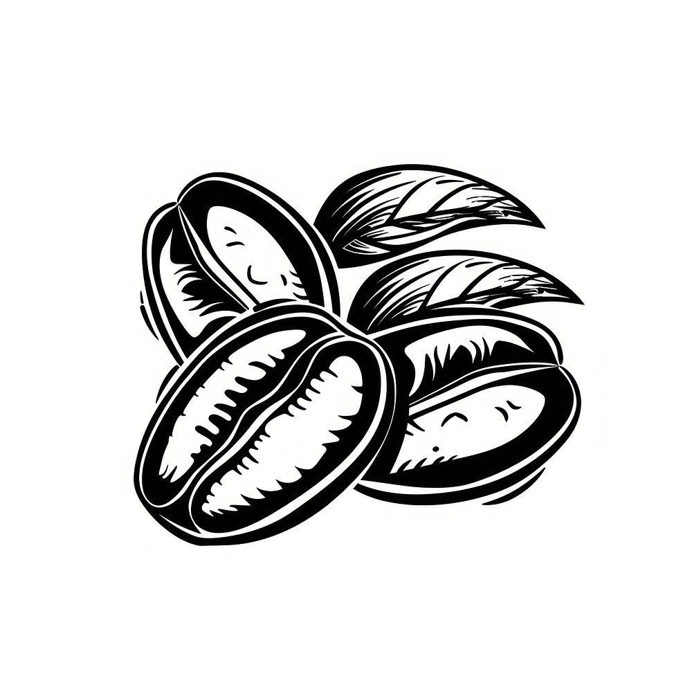 Coffee beans black logo white background.