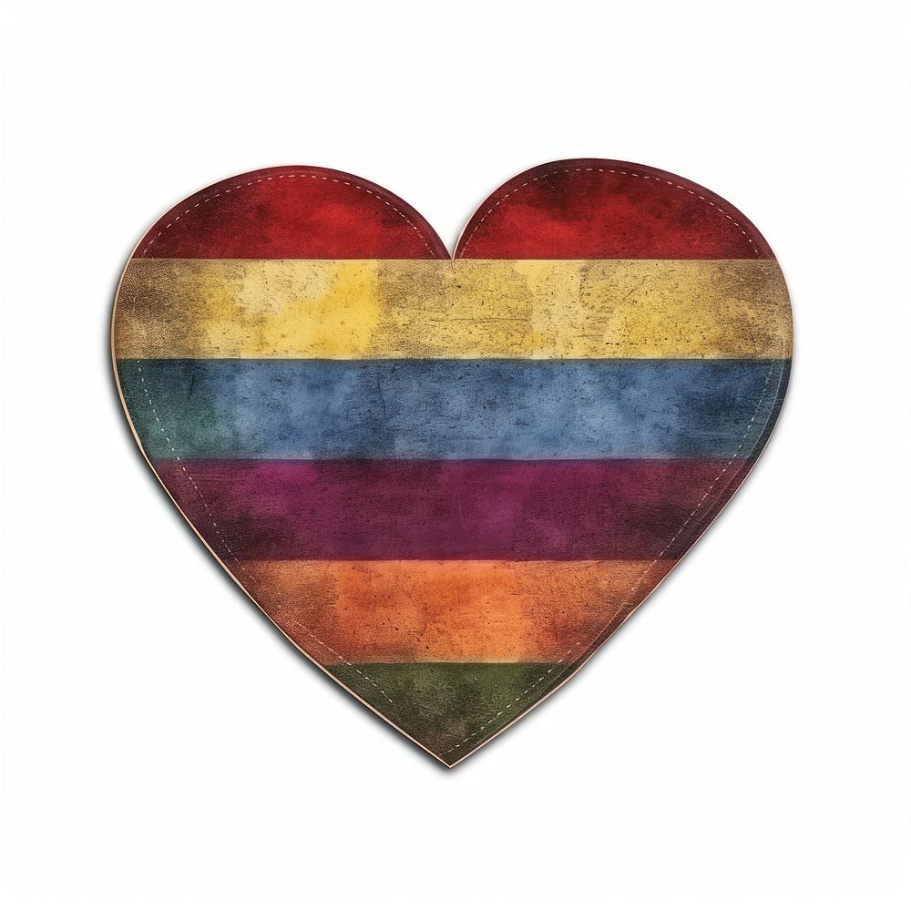 Rainbow heart shape image pattern symbol white background.