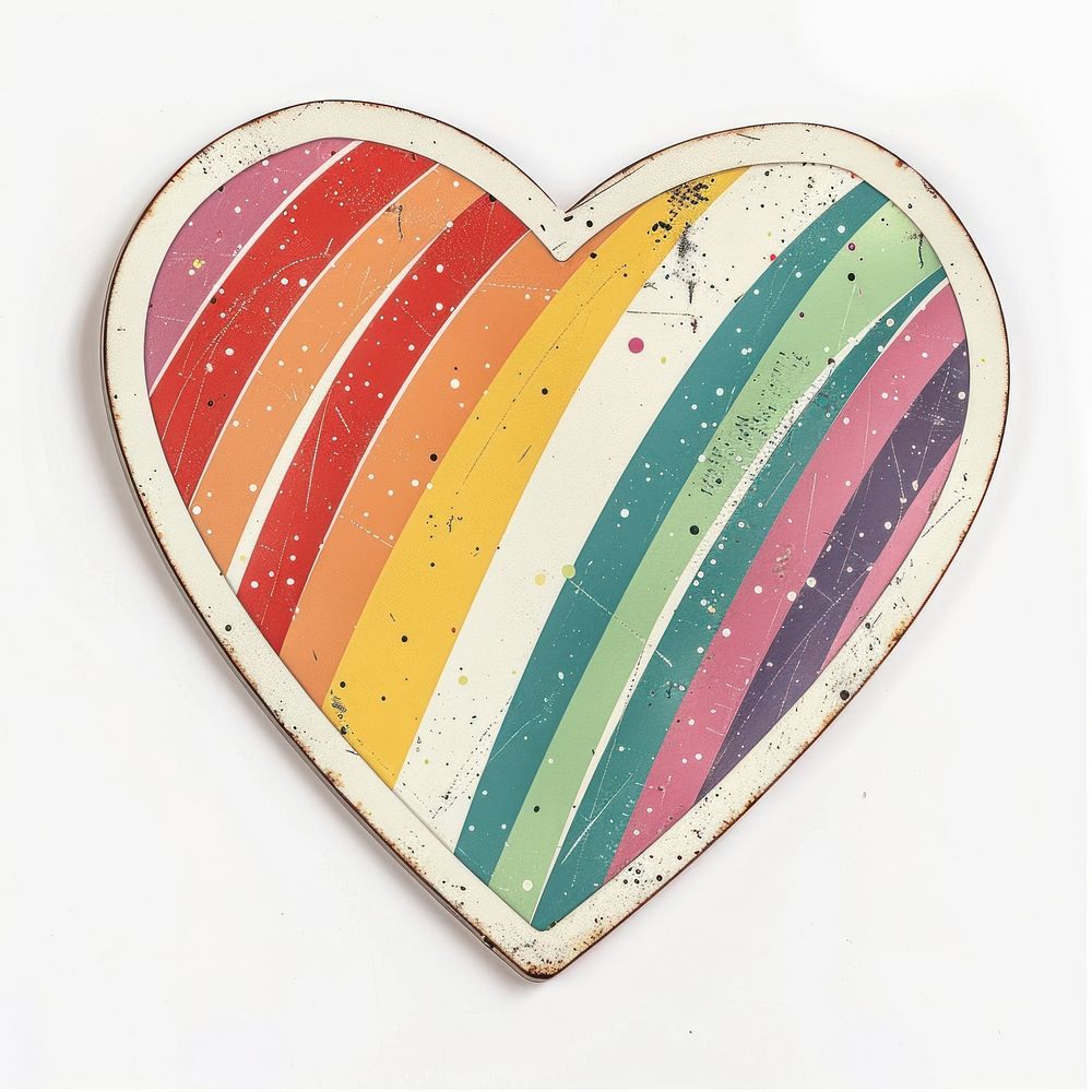 Rainbow heart shape image pattern symbol white background.