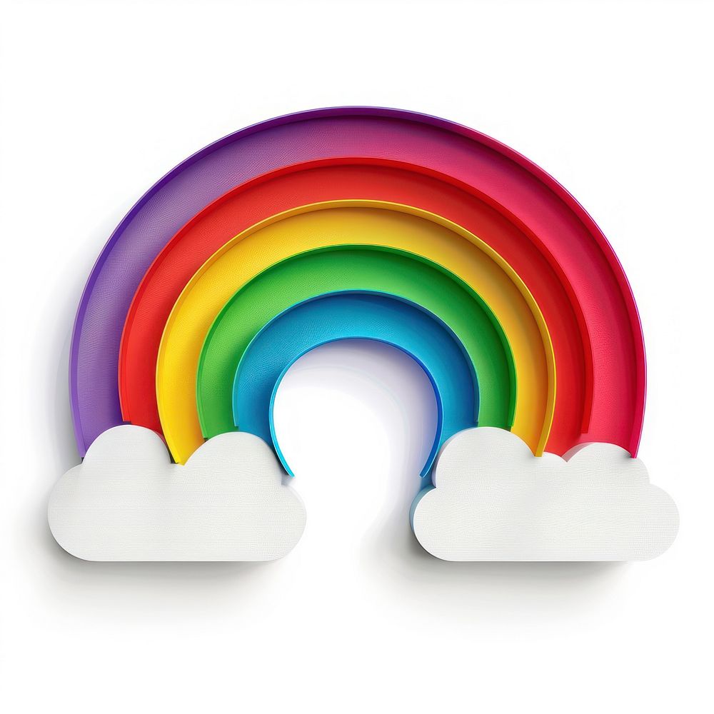 Rainbow with rainbow image font toy white background.