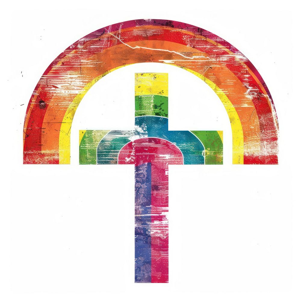 Rainbow with cross sign architecture symbol font.