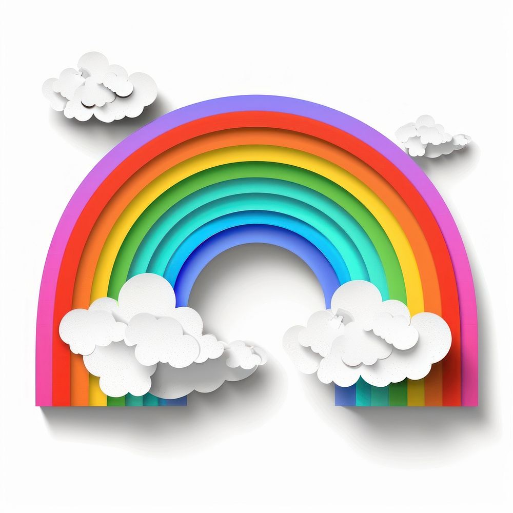 Rainbow with cloud image nature font white background.