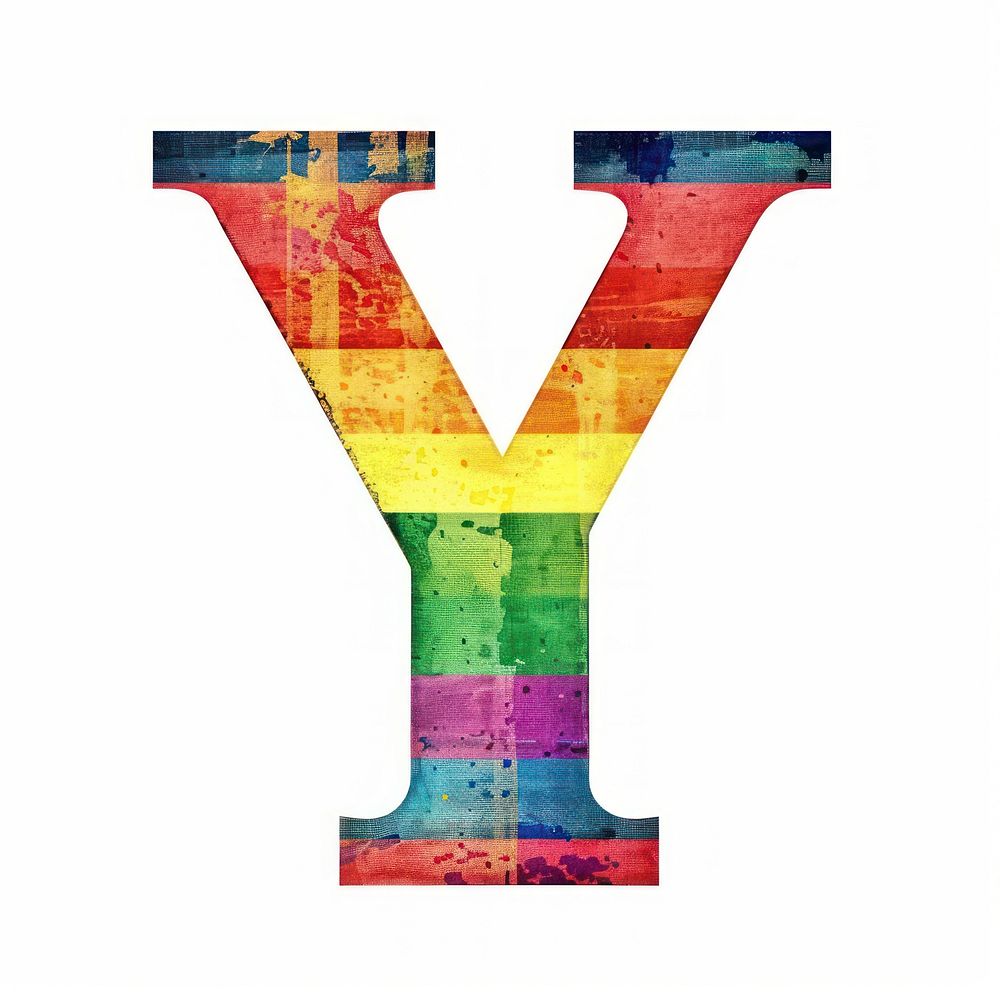 Rainbow with alphabet Y symbol font text.