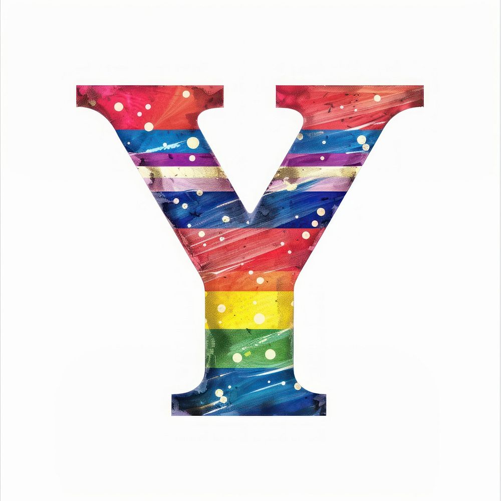 Rainbow with alphabet Y font art white background.