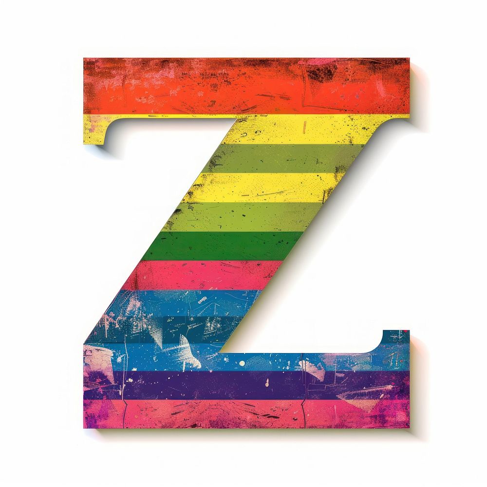 Rainbow with alphabet Z symbol font text.
