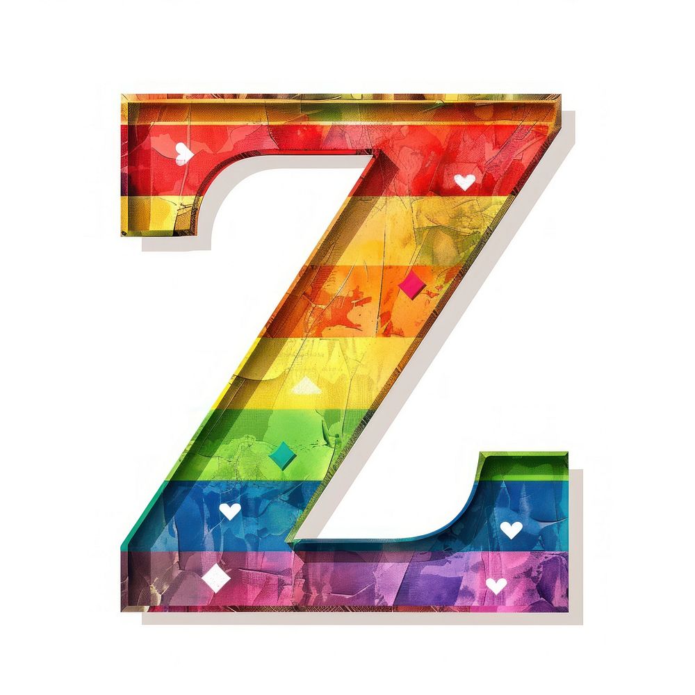 Rainbow with alphabet Z symbol number font.