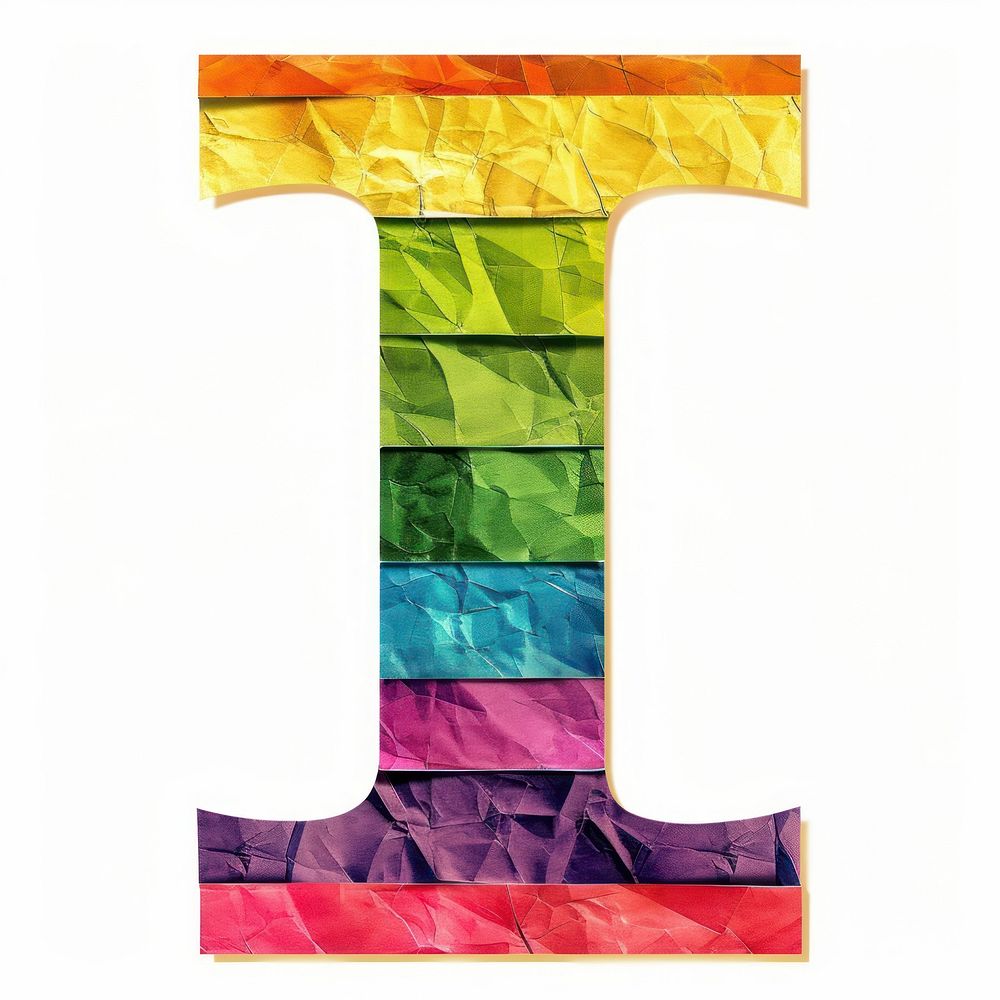 Rainbow with alphabet I pattern paper font.