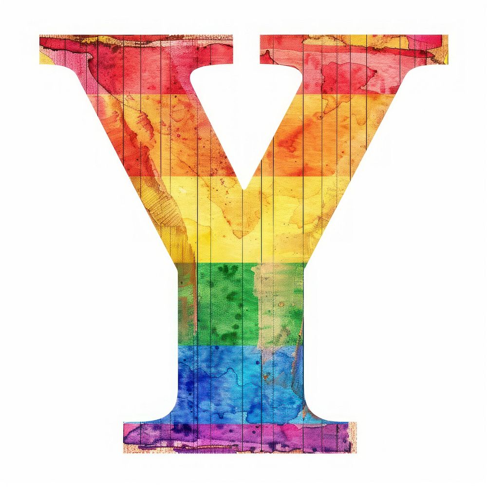 Rainbow with alphabet Y pattern font art.