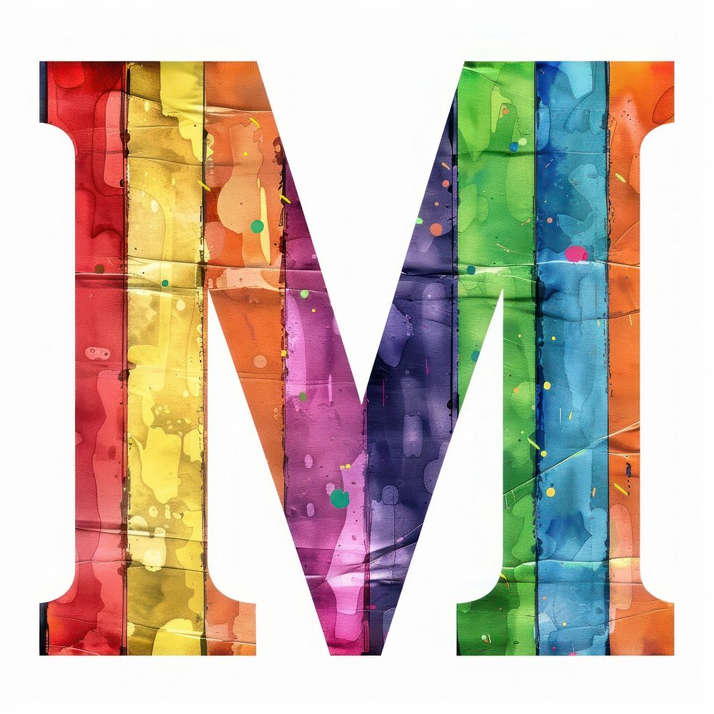 Rainbow with alphabet M backgrounds pattern font.