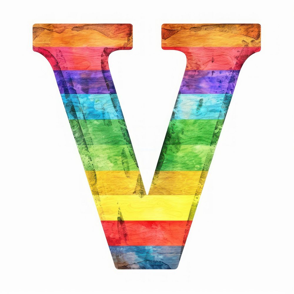 Rainbow with alphabet V pattern symbol font.