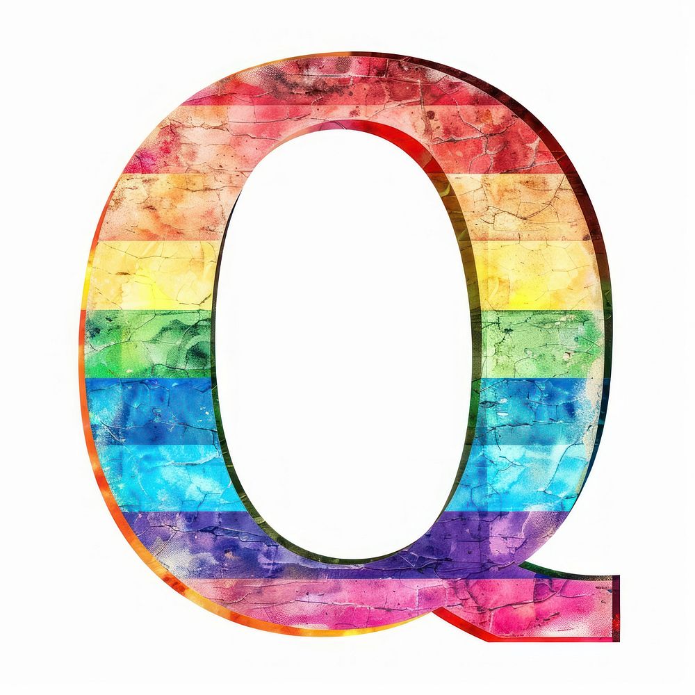 Rainbow with alphabet Q number font text.