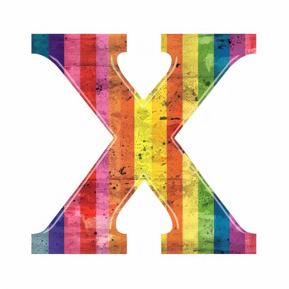 Rainbow with alphabet X appliance graphics symbol.