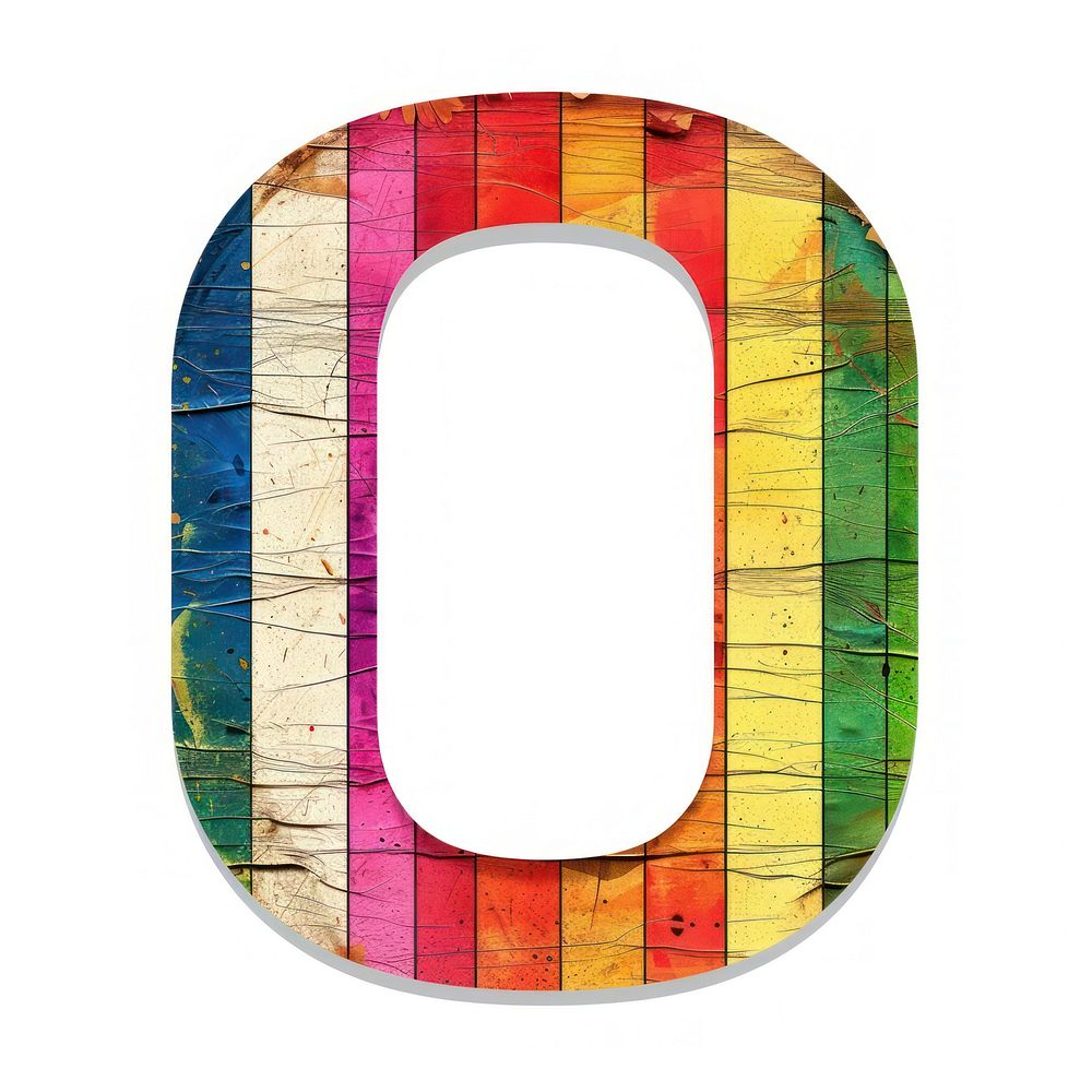 Rainbow with alphabet O pattern font white background.