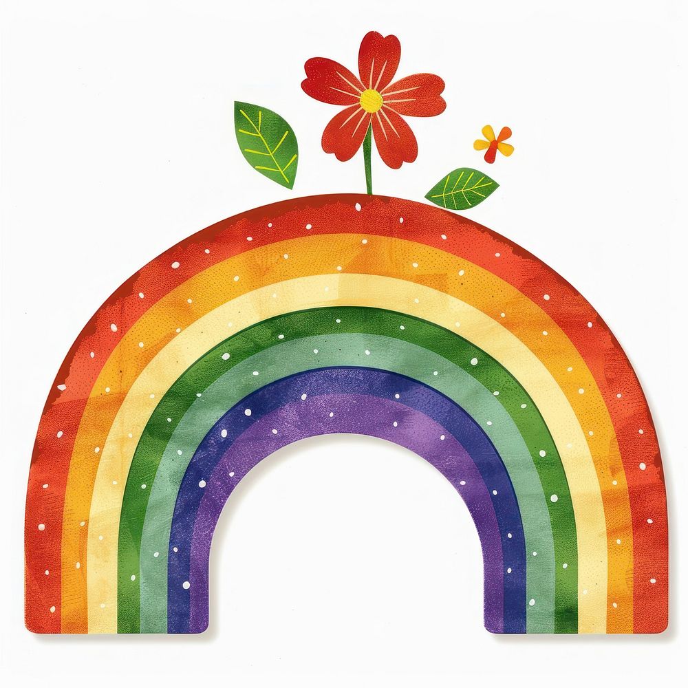 Rainbow with flower image pattern plant font.
