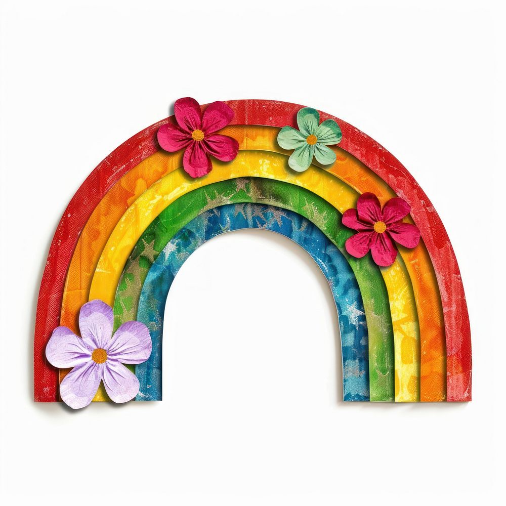 Rainbow with flower image plant white background architecture.