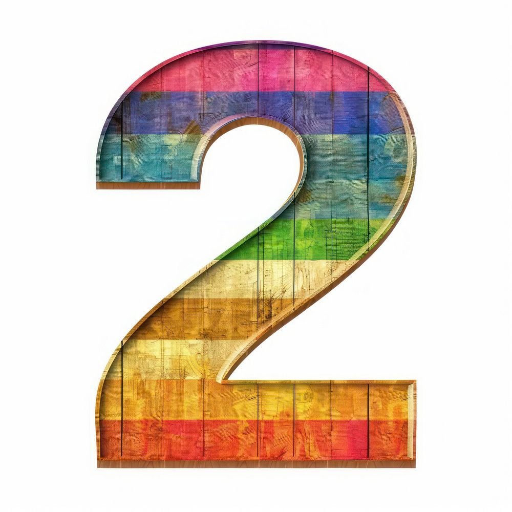 Rainbow with number 2 pattern font white background.