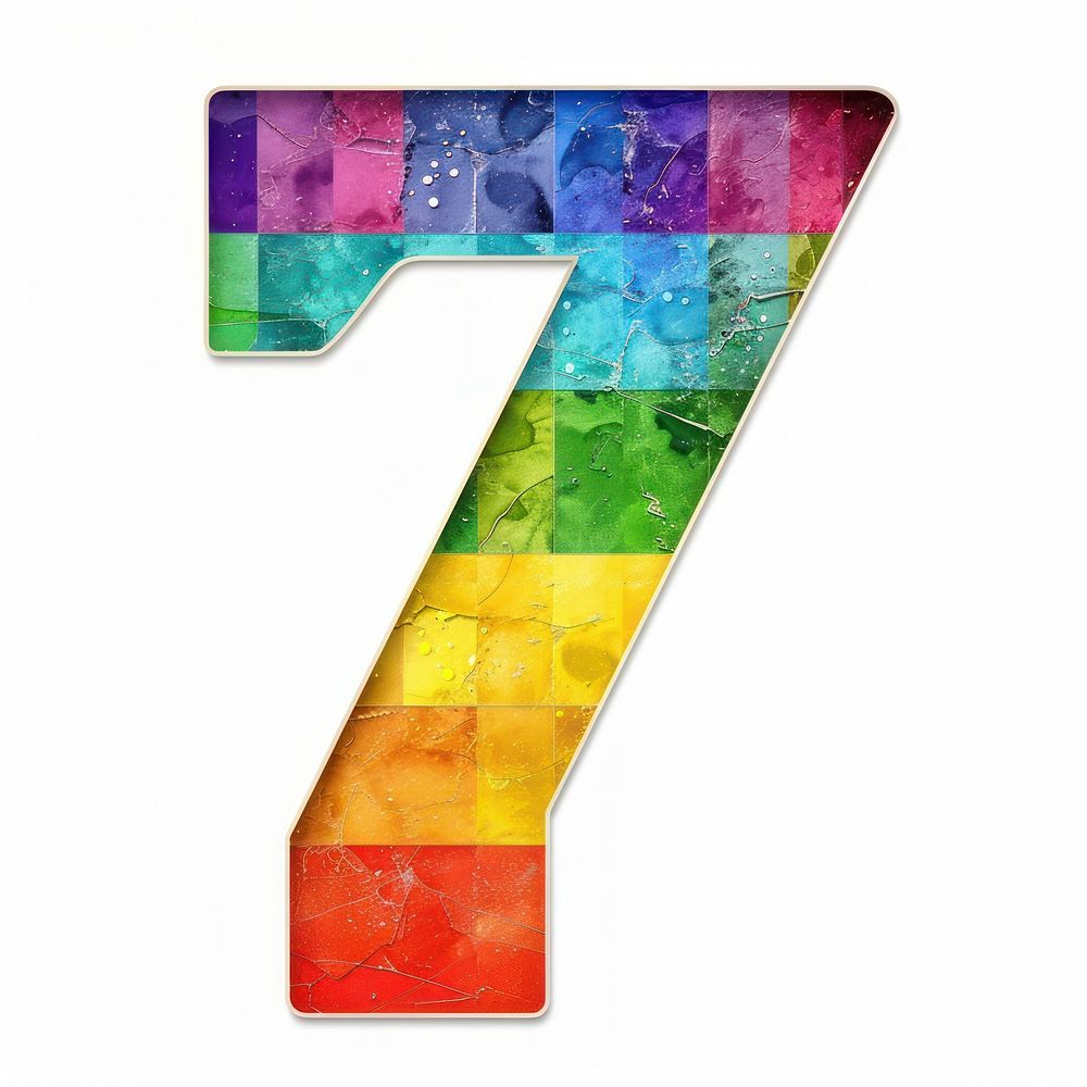 Rainbow with number 7 pattern symbol font.