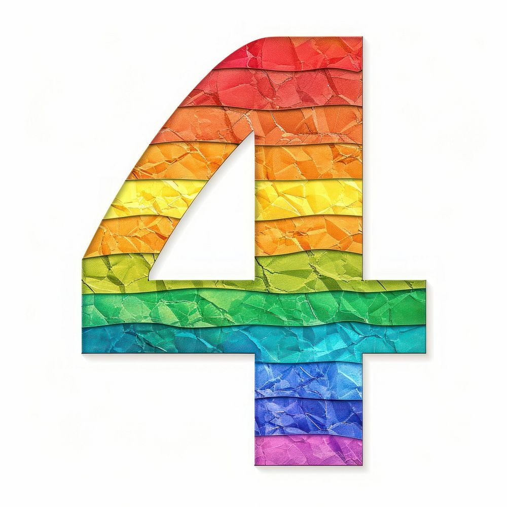 Rainbow number 4 aluminium symbol | Free Photo Illustration - rawpixel