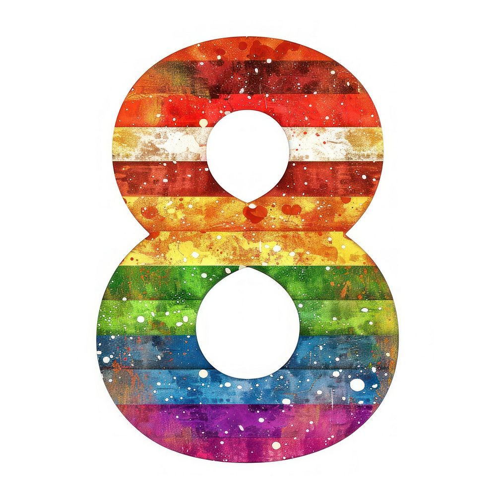 Rainbow with number 8 pattern symbol font.