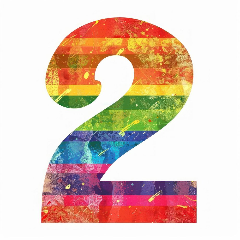 Rainbow with number 2 pattern symbol font.