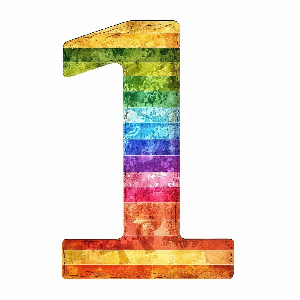 Rainbow with number 1 pattern symbol font.