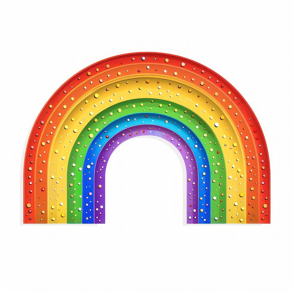 Rainbow with rainbow image pattern font white background.