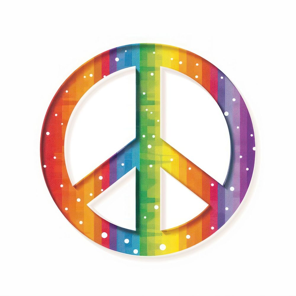 Rainbow with peace sign pattern symbol font.