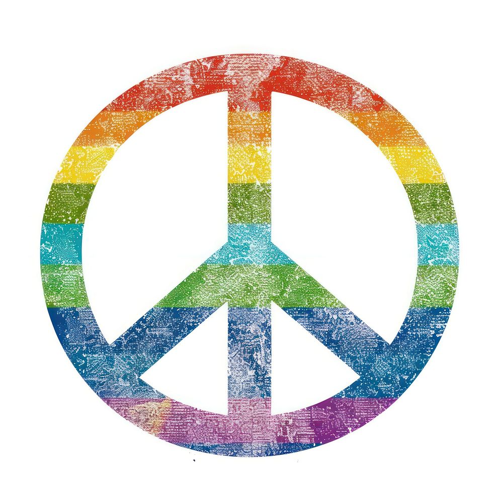 Rainbow with peace sign pattern symbol font.