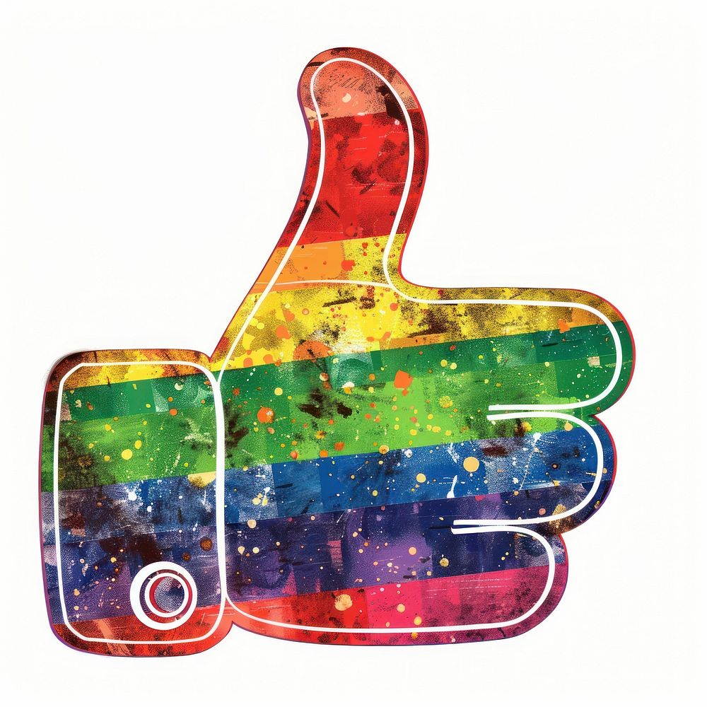 Rainbow with thumb-up sign font white background accessories.