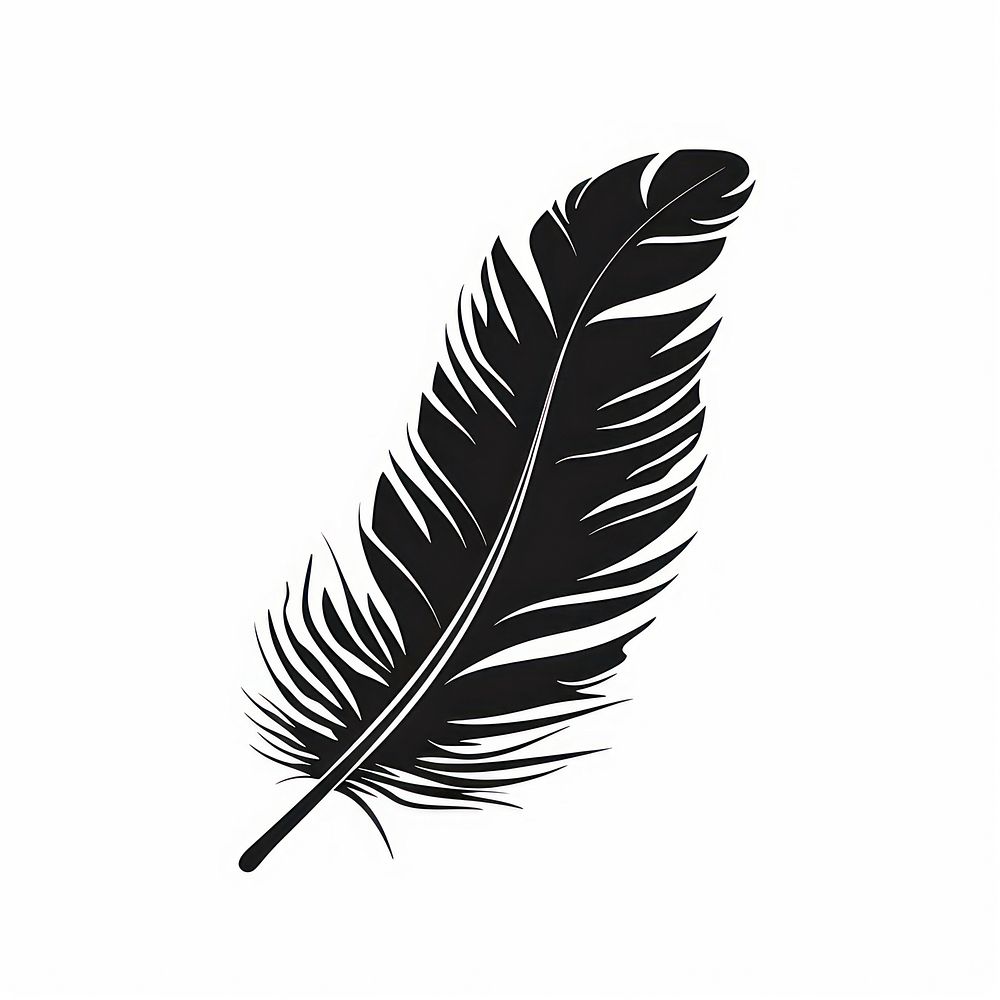 Vintage feather drawing black leaf.