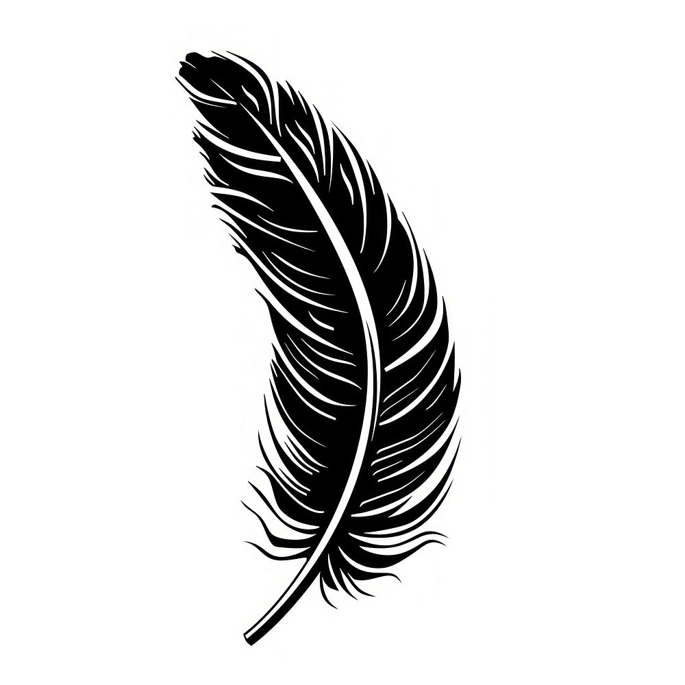 Vintage feather drawing black logo.
