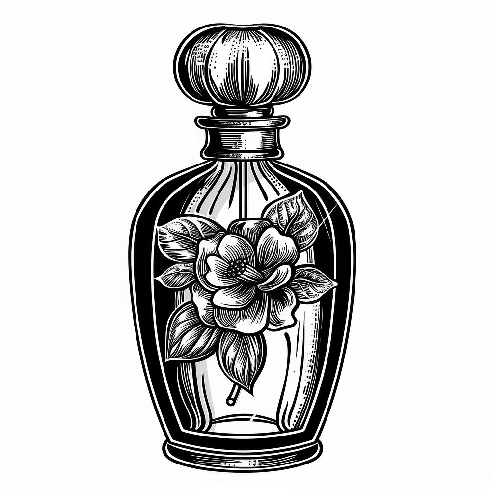 Perfume bottle drawing black.