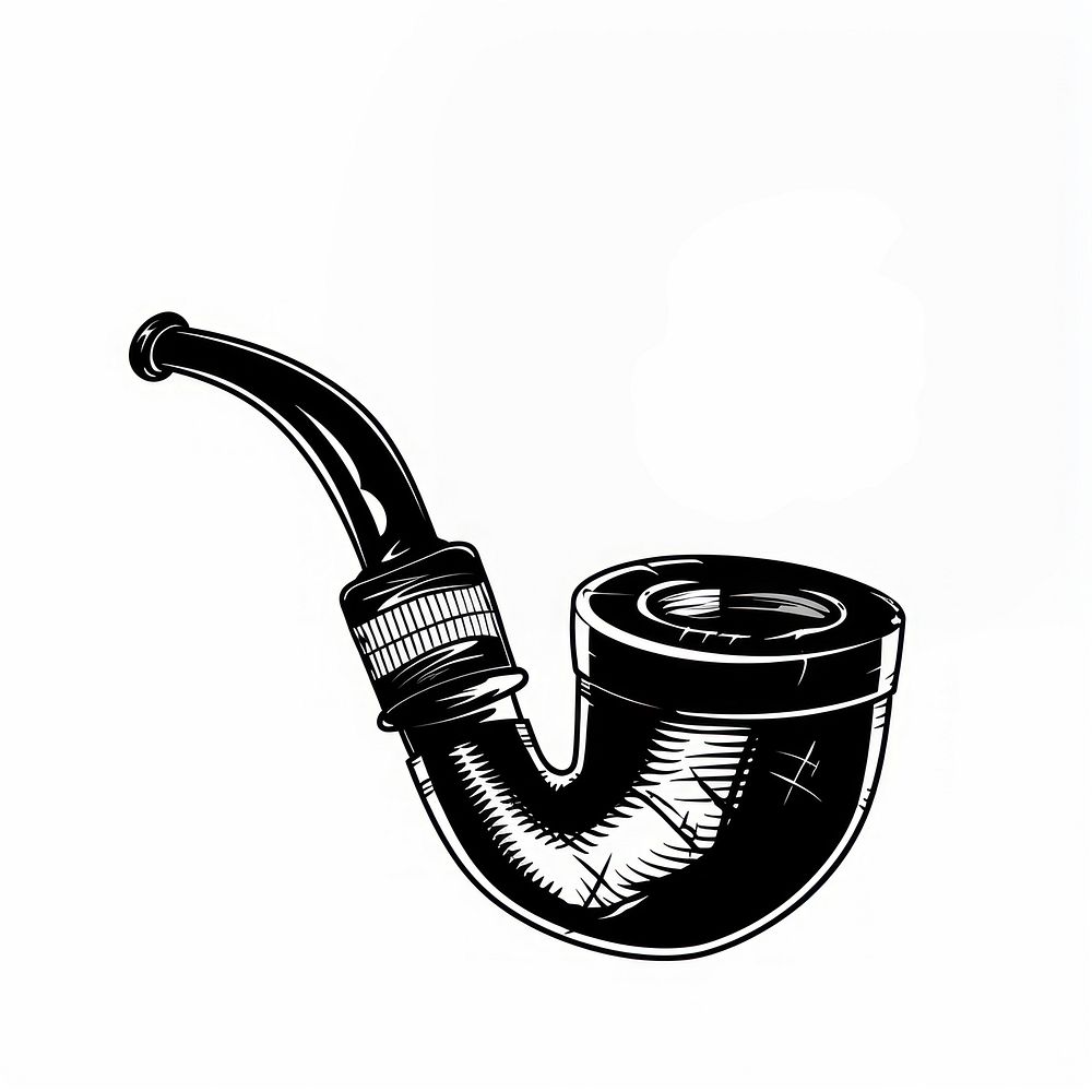 Vintage pipe drawing black white background.