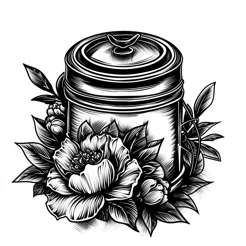 Tea tin drawing pattern sketch.
