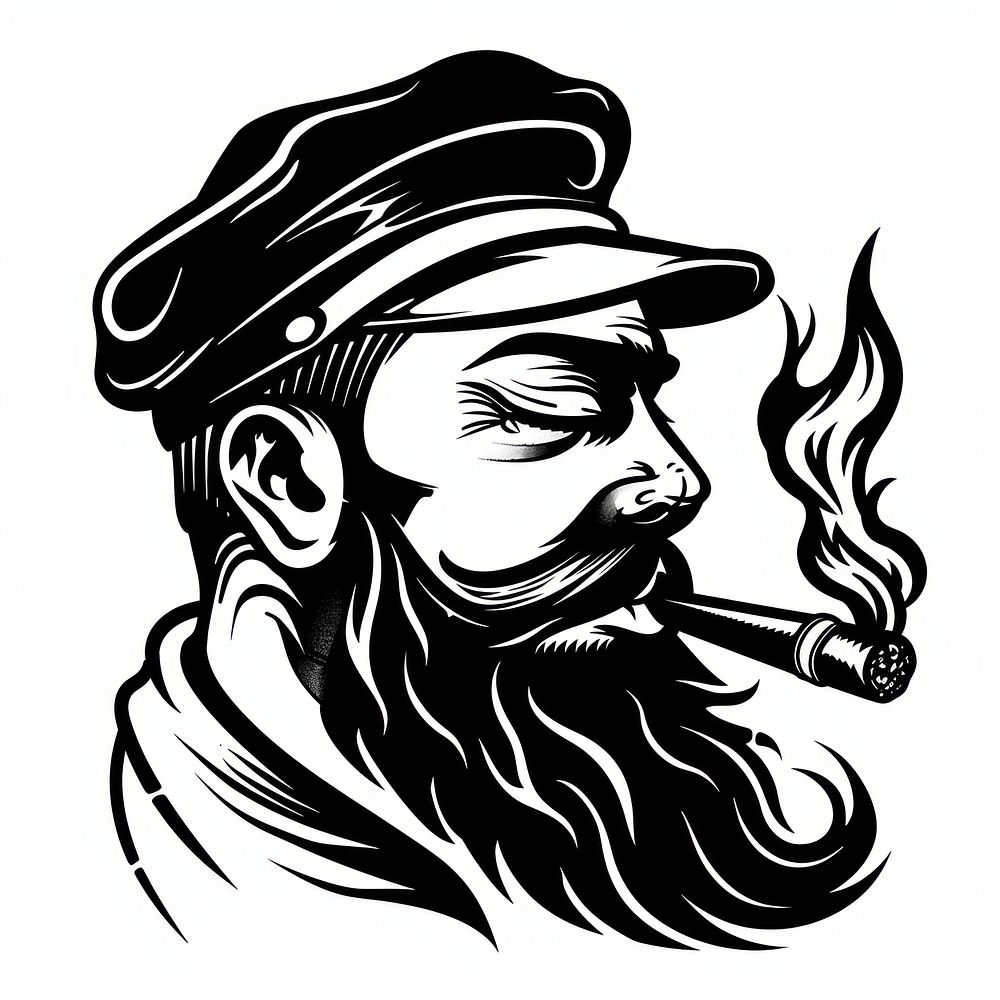 Havana smoking cigar drawing sketch adult.
