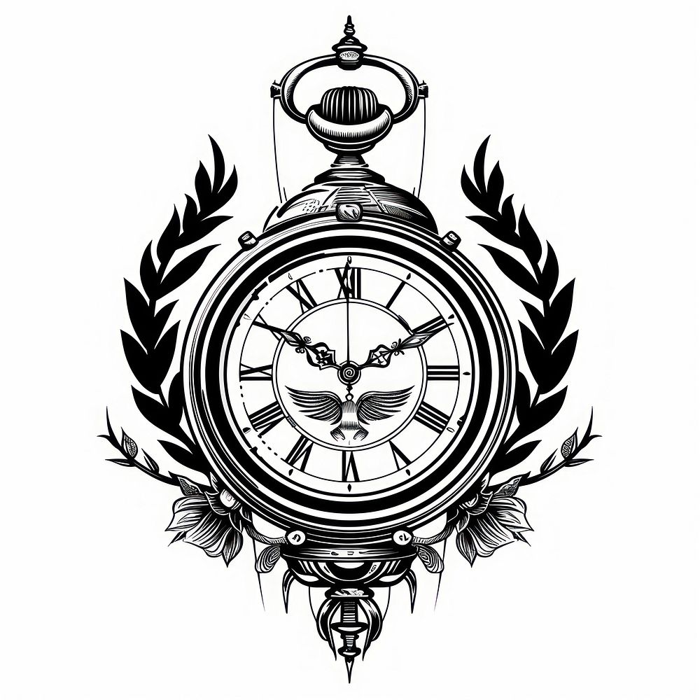Watch drawing clock white background.