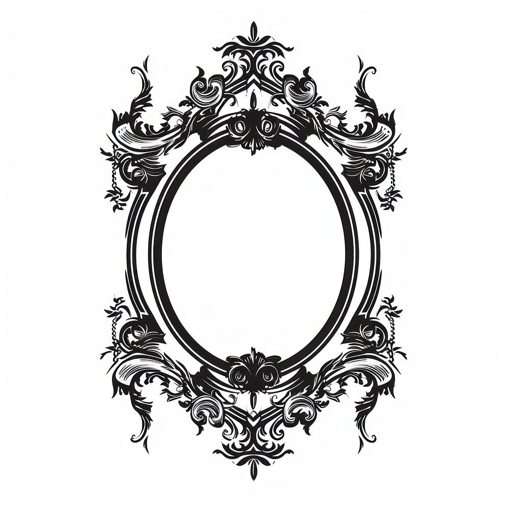 Luxury mirror drawing black white background.