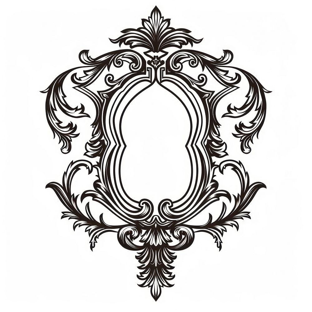 Luxury mirror pattern drawing white background.