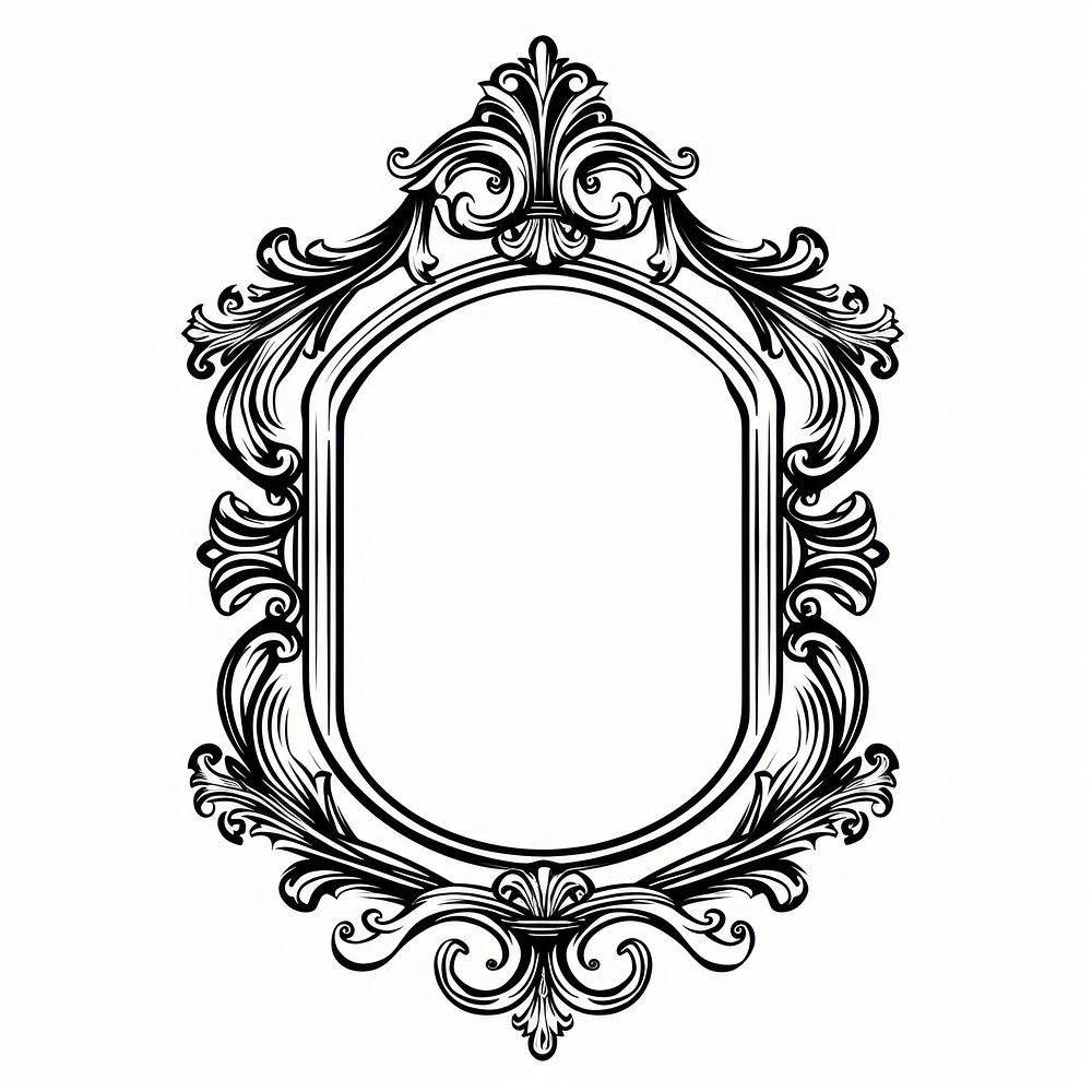 Luxury rectangular mirror drawing white background architecture.
