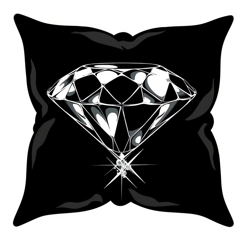 Diamond on a jewelry pillow gemstone drawing white background.
