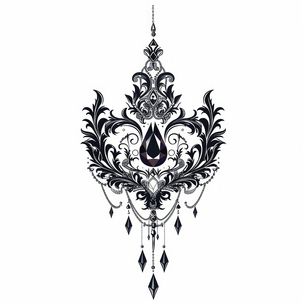 Luxury jewel pendent chandelier pattern drawing.