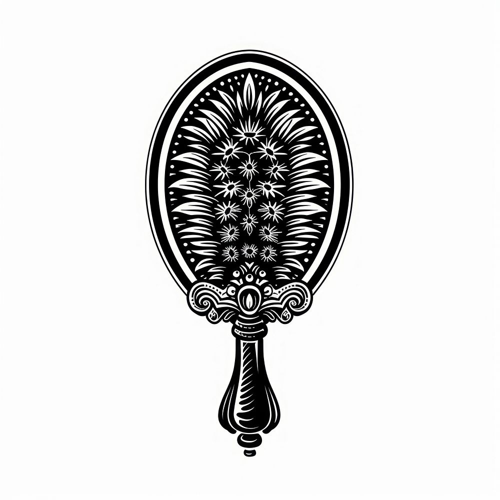 Hair brush drawing black white background.